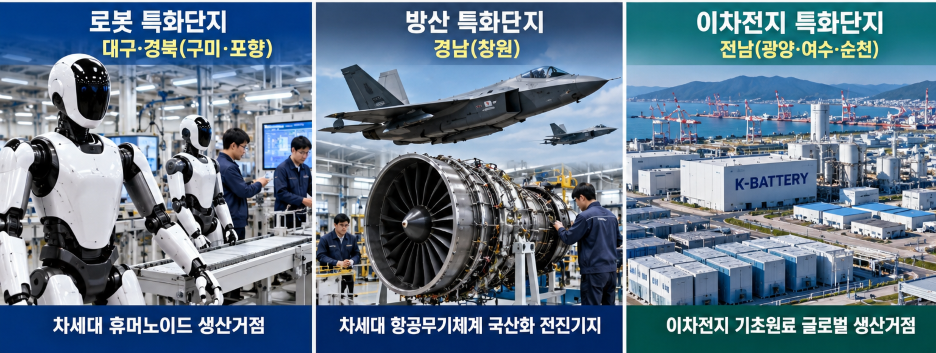 로봇·방산·이차전지 특화단지 3곳 신규 지정…민간투자 12조9,877억