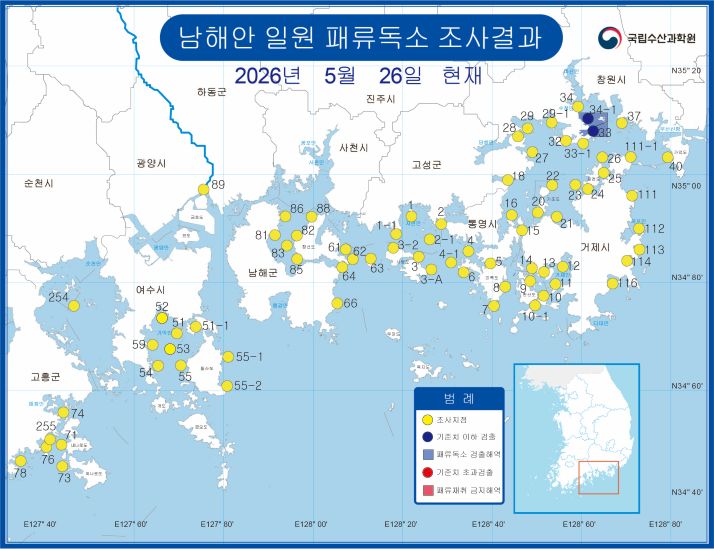 마비성패류독소 패류채취 금지 전면 해제…국립수산과학원 “식중독 예방 감시체계 지속”
