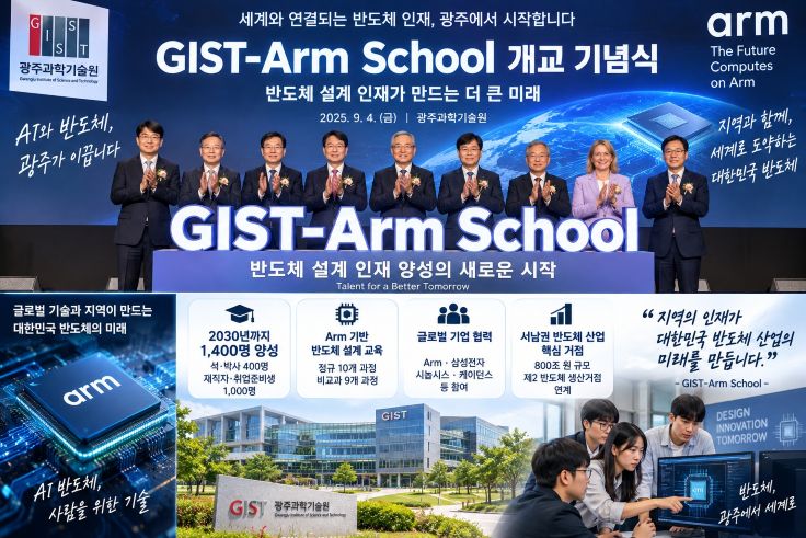 73d7a126880f6e0a5b31eba3bf802e6d.jpg GIST-Arm School ๊ด์ฃผ์ ๊ฐ๊ตโฆ2030๋
๊น์ง AIยท๋ฐ๋์ฒด ์ค๊ณ์ธ์ฌ 1,400๋ช
์์ฑ