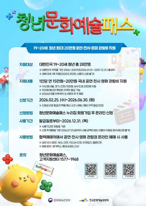 [한국농어민뉴스] 청년 문화예술패스를 발급한다
