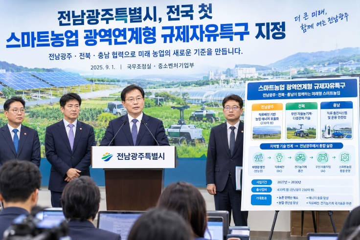 전남광주특별시, 전국 첫 ‘스마트농업 광역연계형 규제자유특구’ 지정